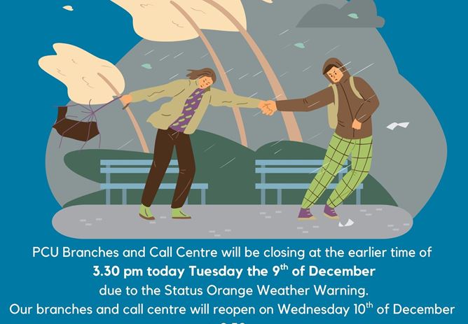 Early Closure Due to Status Orange Weather Warning